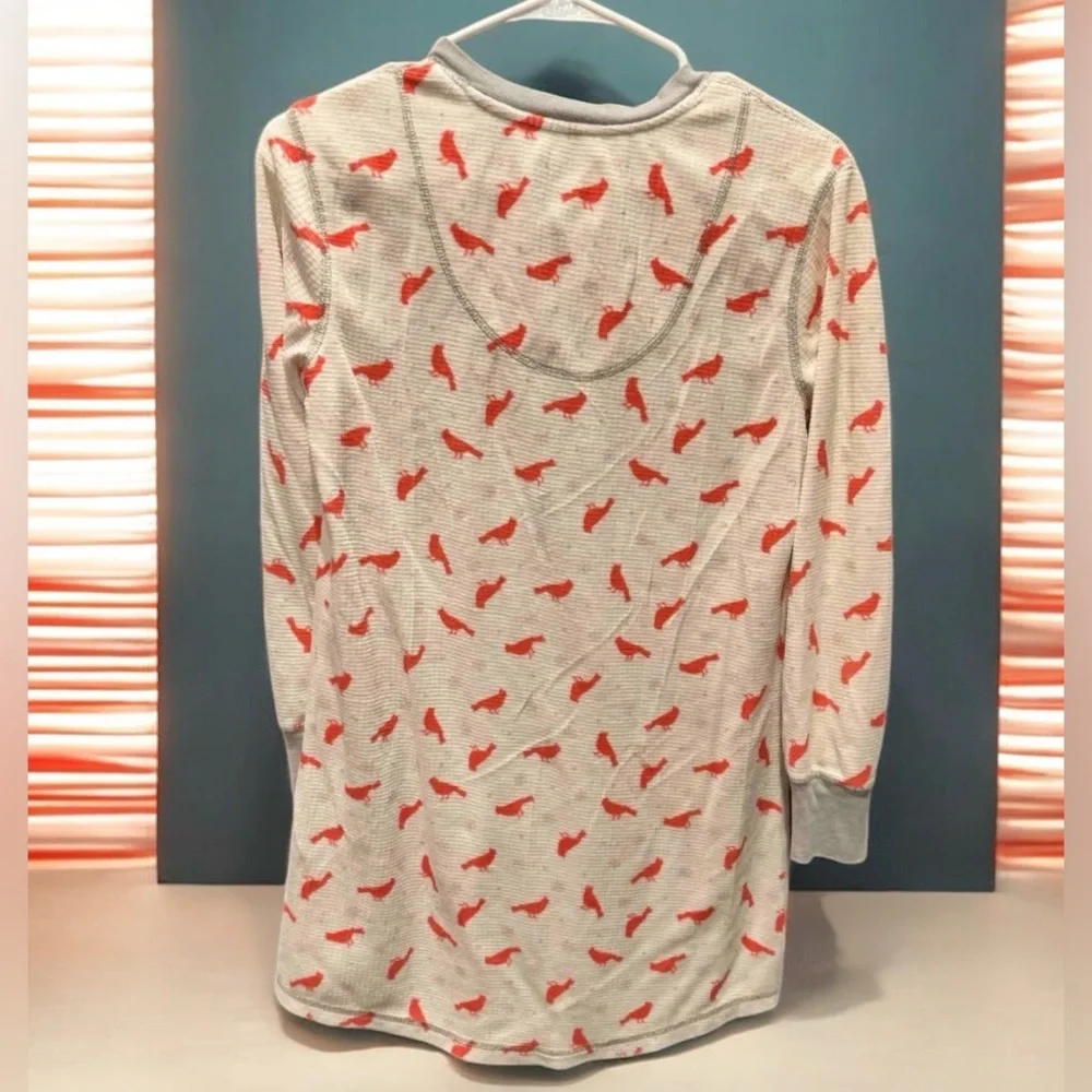 Pj Couture Gray and Red Long Sleeve Henley PJ NIGHTGOWN  MEDIUM